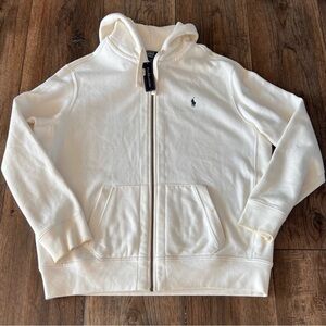 Polo Ralph Lauren Double Knit Full Zip Fleece Hoodie Sweatshirt Cream Size XXL